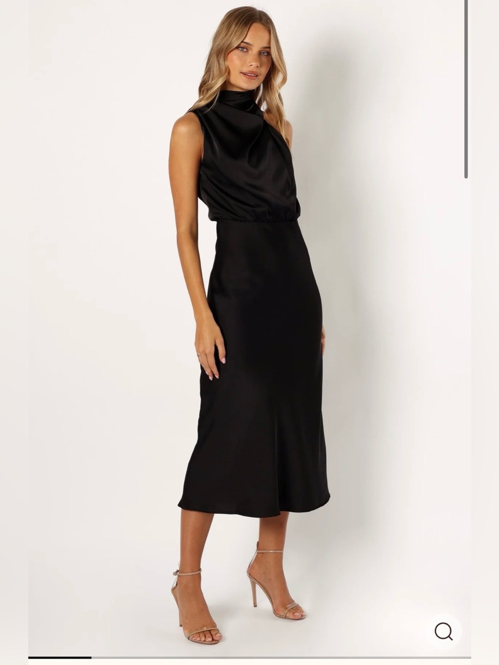 NWT Petal & Pup Anabelle Halter Neck Midi Dress size M black